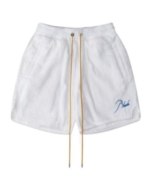 Rhude White Rude Towel Shorts for men