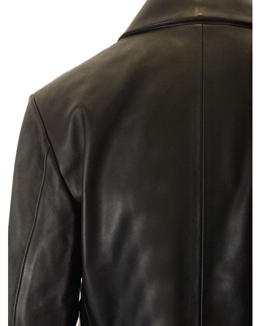 Loulou de Saison Black Benetra Double Breasted Leather Jacket