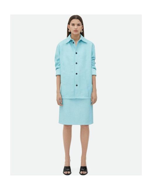 Bottega Veneta Blue Mini Intrecciato Leather Shirt