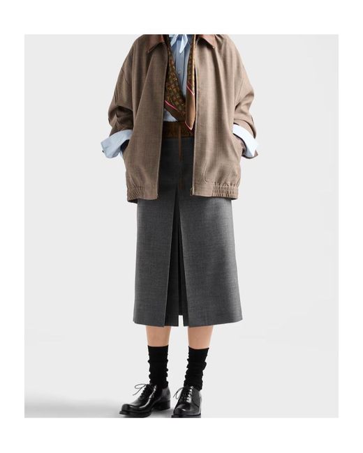 Prada Gray Rush Stitch Midi-Skirt