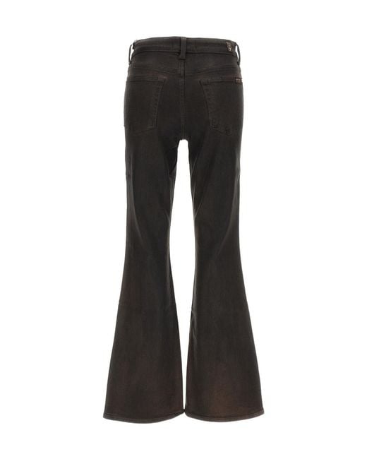 7 For All Mankind Black Button-Fastening Flared-Leg Jeans