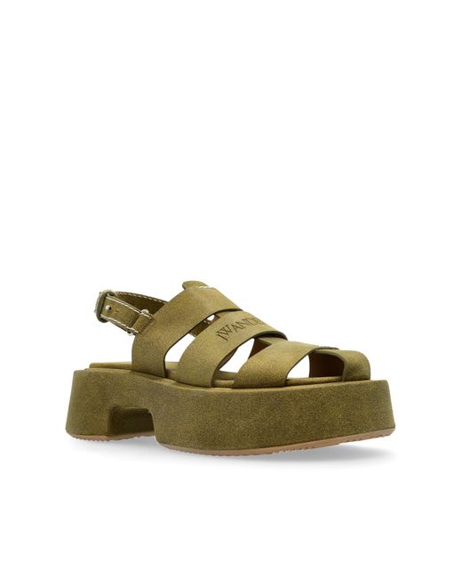 J.W. Anderson Green Round Toe Flat Sandals