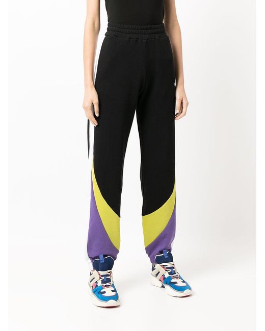 MSGM Black Colour-Block Track Pants