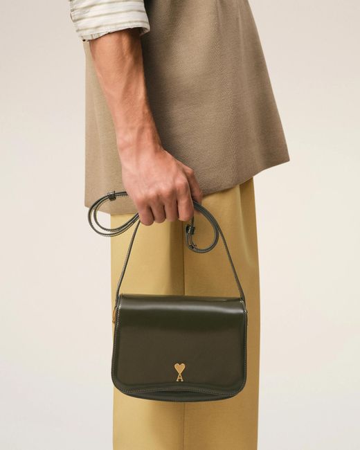 AMI Green Ami Alexandre Mattiussi Logo Plaque Shoulder Bag for men