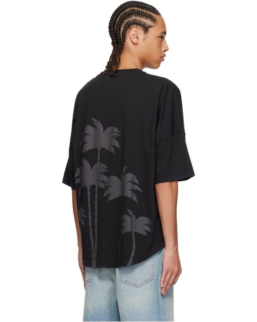Palm Angels Black Logo Detailed Crew Neck T-Shirt for men