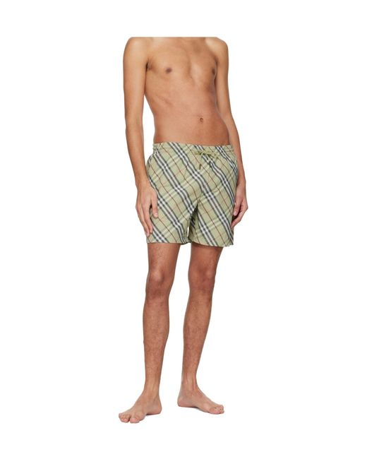 Burberry Green Check Swim Shorts for men
