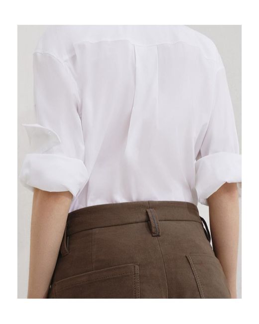 Brunello Cucinelli Brown Monili Detailed Straight Leg Trousers