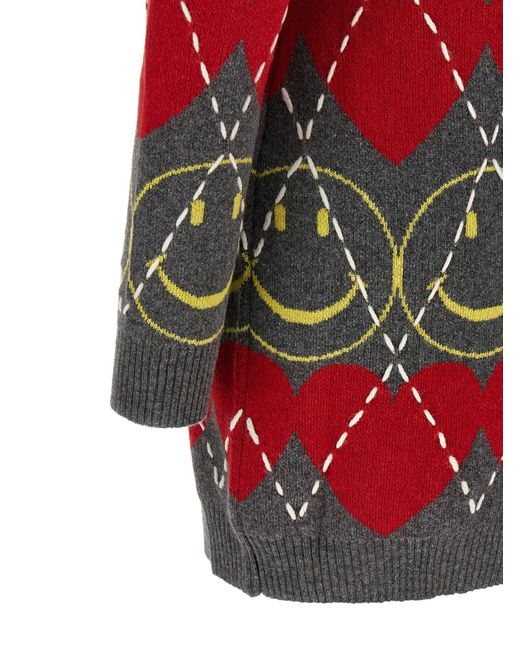 Moschino Red Smiley Face Crewneck Dress