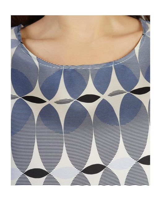 Lorena Antoniazzi Blue Geometric-Print Silk T-Shirt