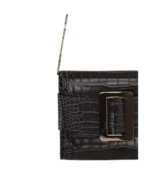 Boyy White Buckle Detailed Embossed Crossbody Bag