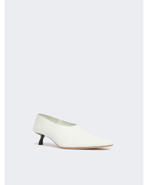 Sportmax White Pointed Kitten Heeled Pumps