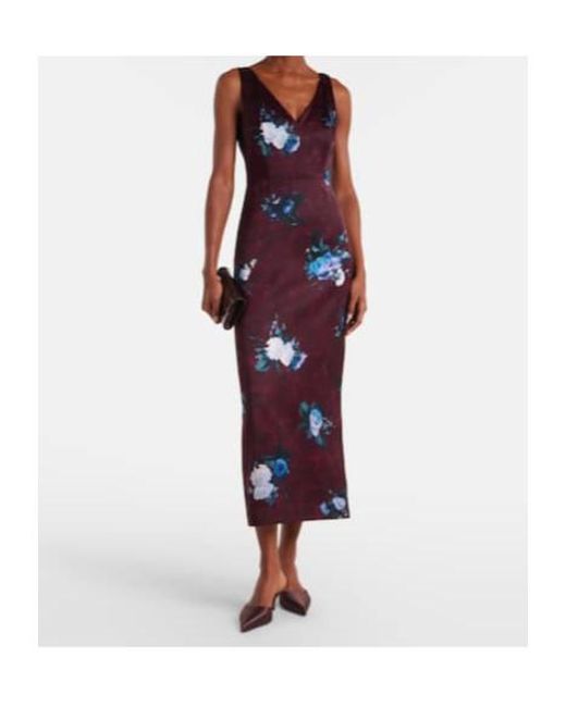 Erdem Purple Floral Duchesse Cocktail Dress