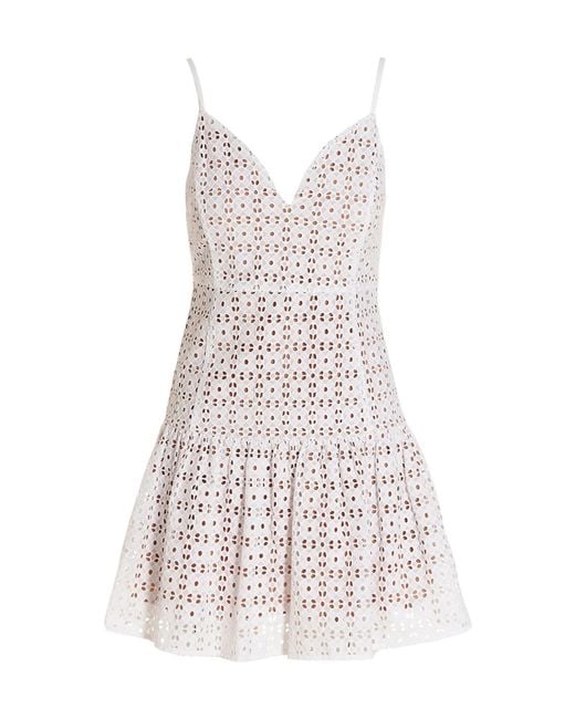 Michael Kors White Sangallo Eyelet Flared Mini Dress