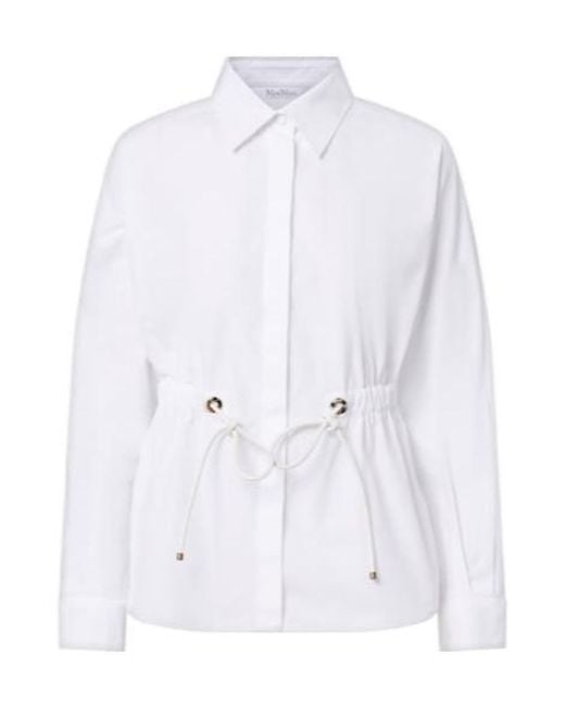Max Mara White Solid-Color Long-Sleeved Shirt
