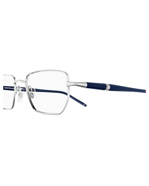 Montblanc White Eyewear Rectangle Frame Glasses for men