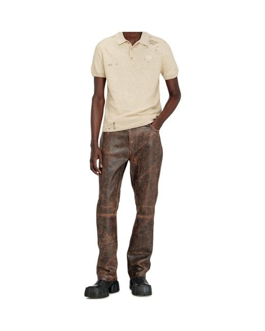 DIESEL White Distressed Knit Polo Shirt for men