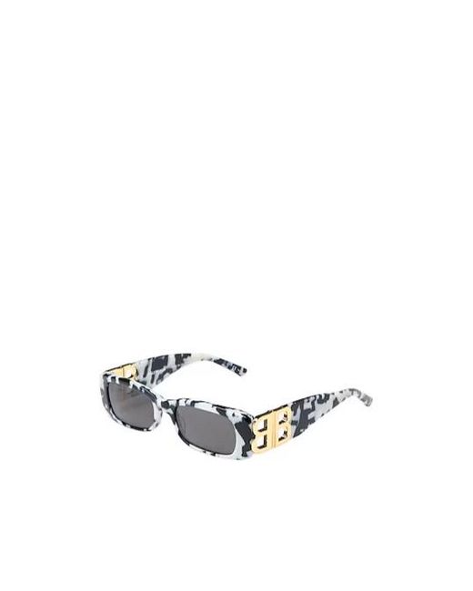 Balenciaga White Rectangular Sunglasses