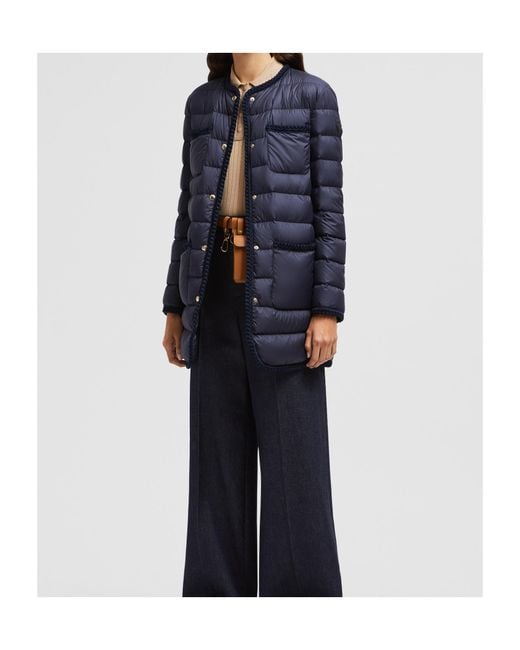 Moncler Blue Gencay Logo Patch Quilted Coat