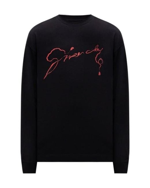 Givenchy Black Logo Printed Long-Sleeved T-Shirt for men