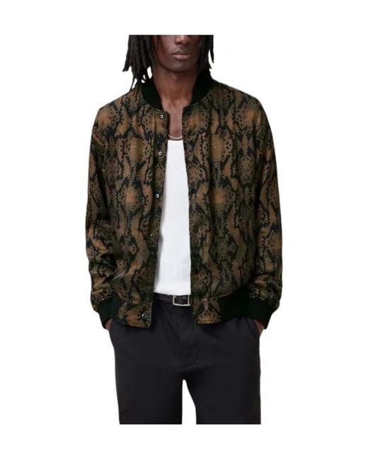 AllSaints Multicolor Ribbed-Collar Reversible Bomber Jacket for men