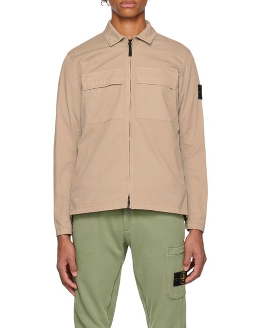 Stone Island Natural Logo-Patch Sleeve Shirt for men