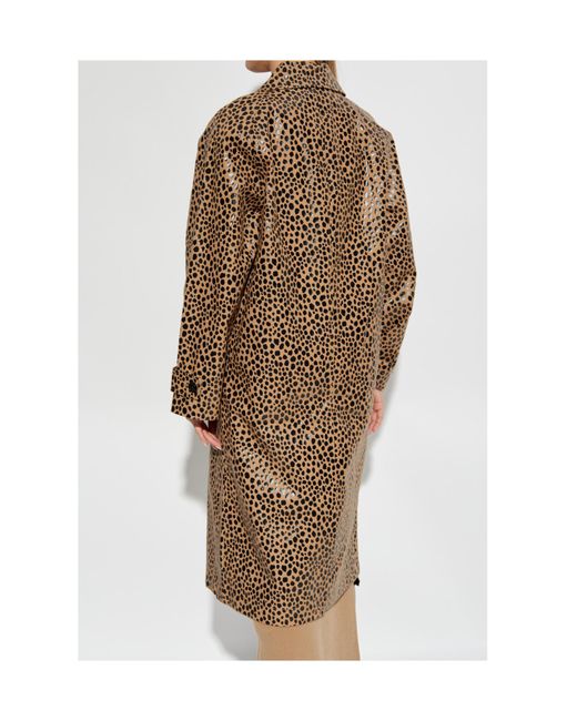 Michael Kors Natural Michael Leopard Printed Mid-Length Coat