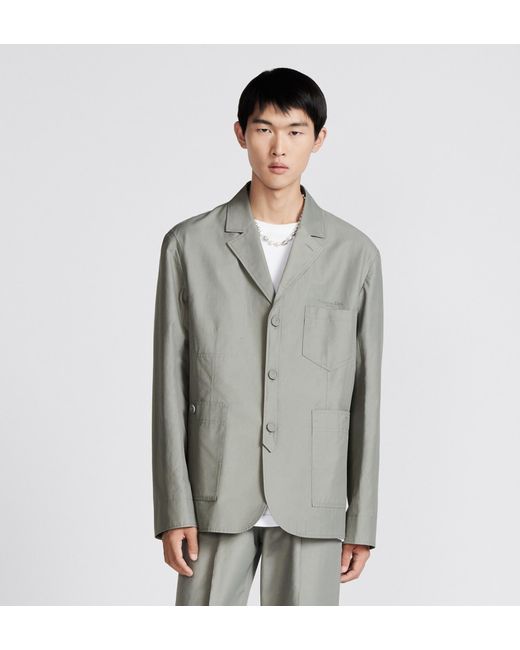 Dior Gray Homme Collared Button-Up Work Jacket for men