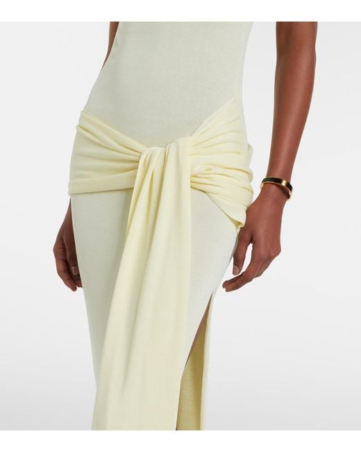 AYA MUSE White Pleated Evening Dress