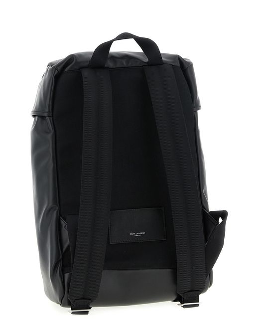 Saint Laurent Black Logo Printed Buckle Fastening Backpack for men