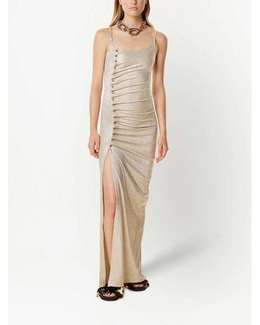 Rabanne White Buttoned Draped Dress