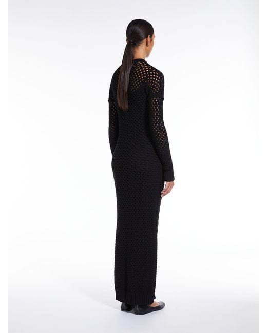 Max Mara Black Mesh Panelled Midi Dress