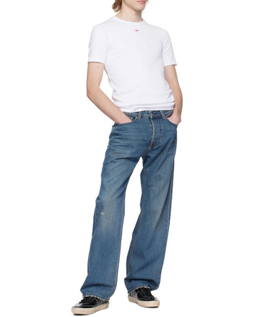 DIESEL White D-Ribber-N Logo Patch Knitted T-Shirt for men