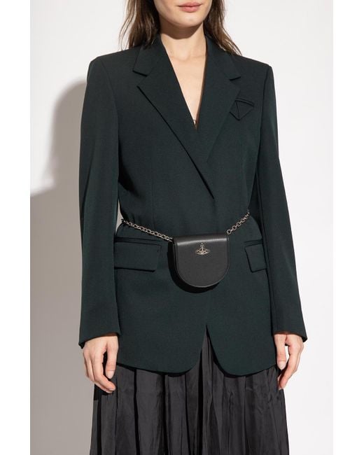 Vivienne Westwood Black Small Saddle Belt Bag