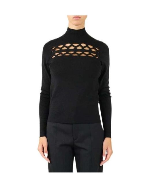 Chloé Black Hollowed-Out Detail Densely Woven Pullover