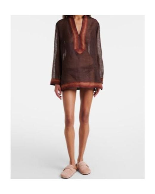 Tory Burch Purple Sheer Linen Kaftan