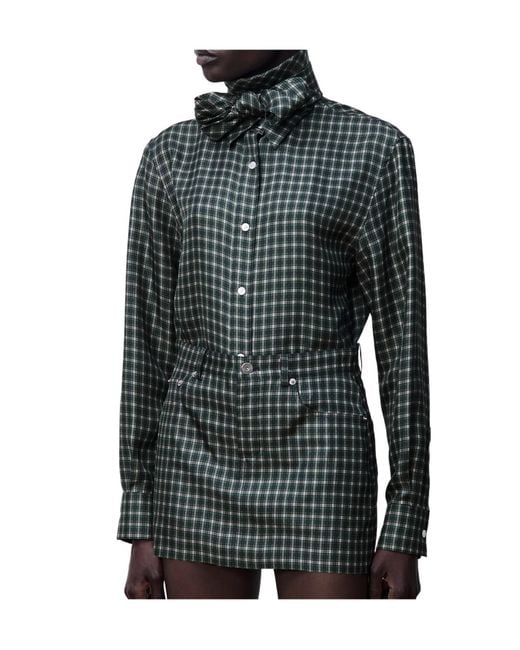 Dior Green Blouse With Removable Bow Tie
