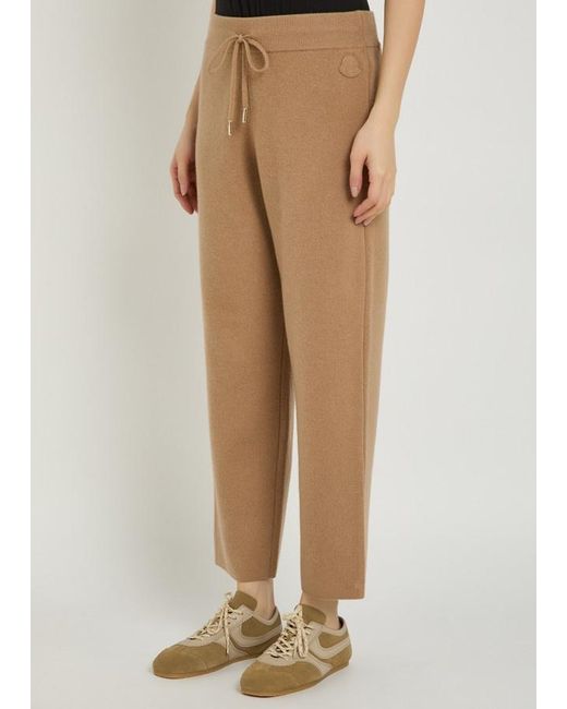 Moncler Natural Logo-Appliquéd Wool And Cashmere-Blend Sweatpants