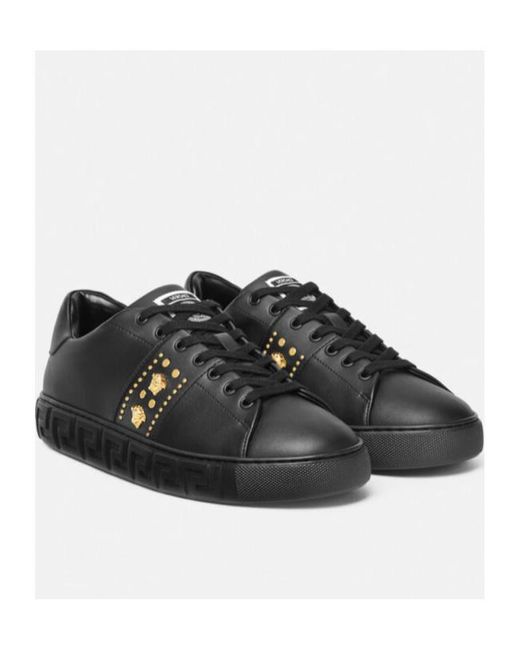 Versace Black Greca Lace-Up Sneakers for men
