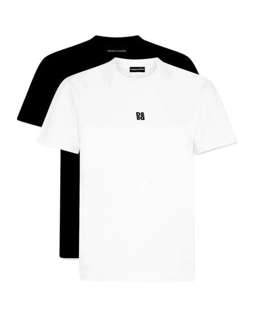 DSquared² Black Crew-Neck Logo-Detail T-Shirt (Set Ot Two)