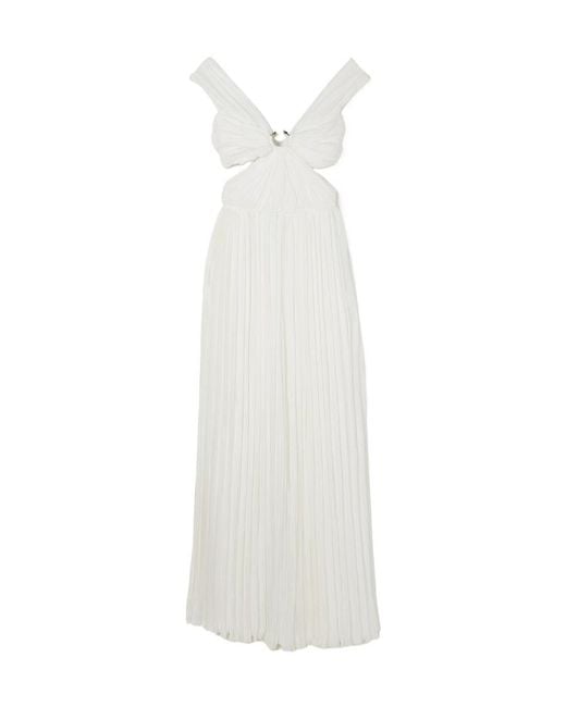 Chloé White Pleated Silk Chiffon Dress Dress