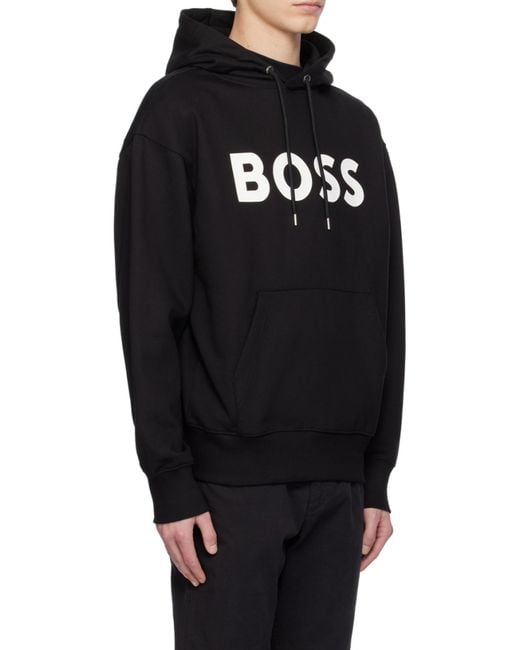 Boss Black Boss Logo Printed Drawstring Hoodie for men
