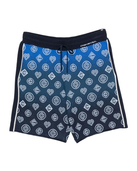 Casablanca Blue Letter-Pattern Knit Shorts for men