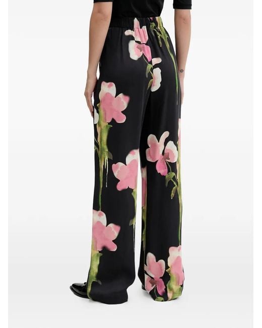 Stine Goya Black Floral-Print Palazzo Pants