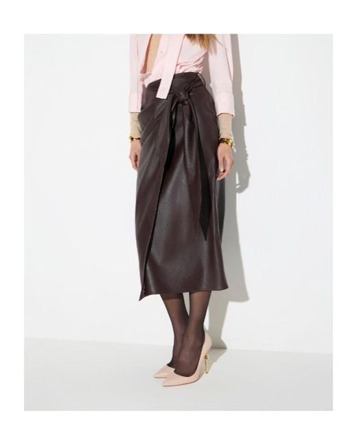 Elisabetta Franchi Brown Skirt With Sash Belt