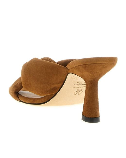 Stuart Weitzman Brown Knotted High-Heeled Sandals