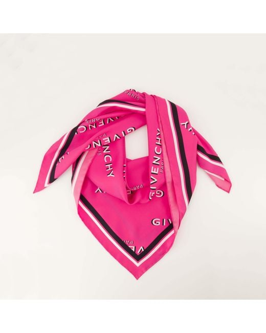 Givenchy Pink Paris Shadow Signature Printed Square Scarf