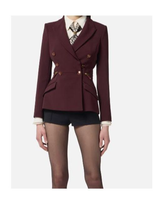Elisabetta Franchi Purple Double Breasted Tailored Blazer