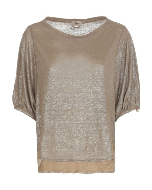 Herno Gray Neckline Bat-Sleeved Top