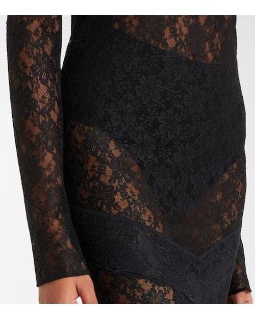 The Attico Black Floral Lace Cocktail Dress