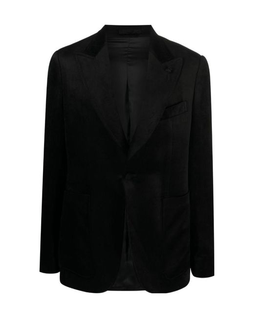 Lardini Black Velvet Blazer Jacket for men